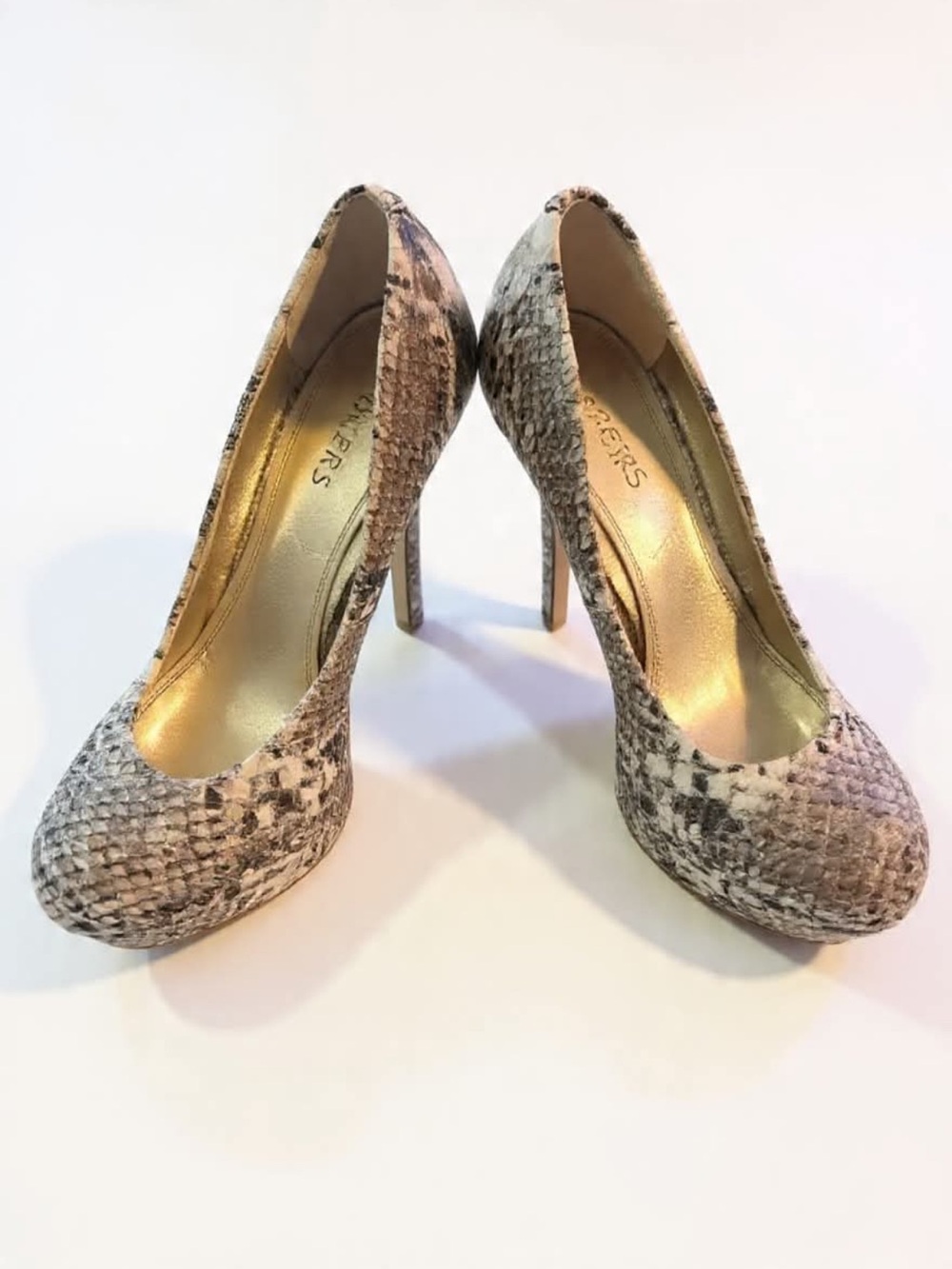 Bakers Snake-Print Stiletto Pumps in Neutral Brown and Gray